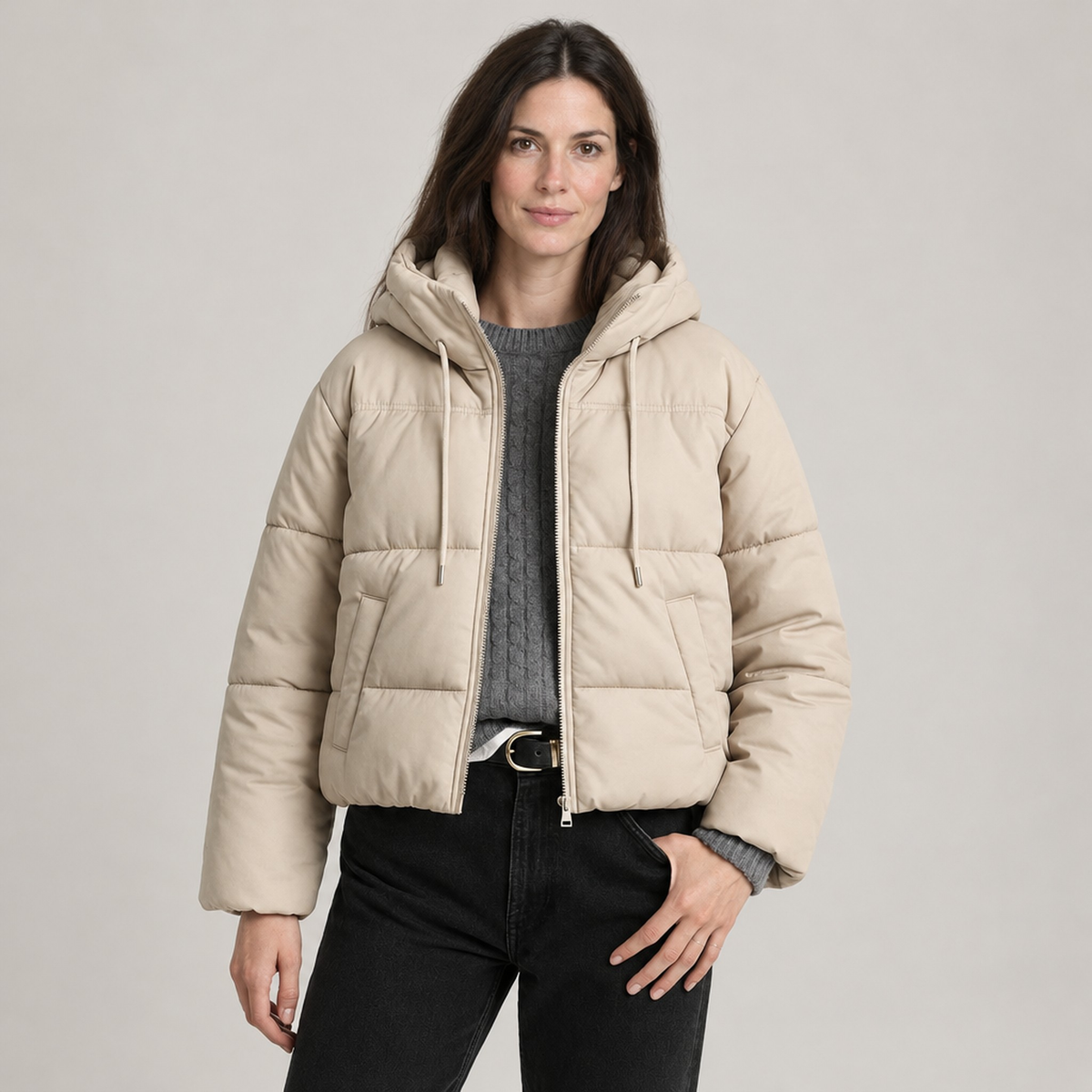 The Freya Cropped Hooded Puffer