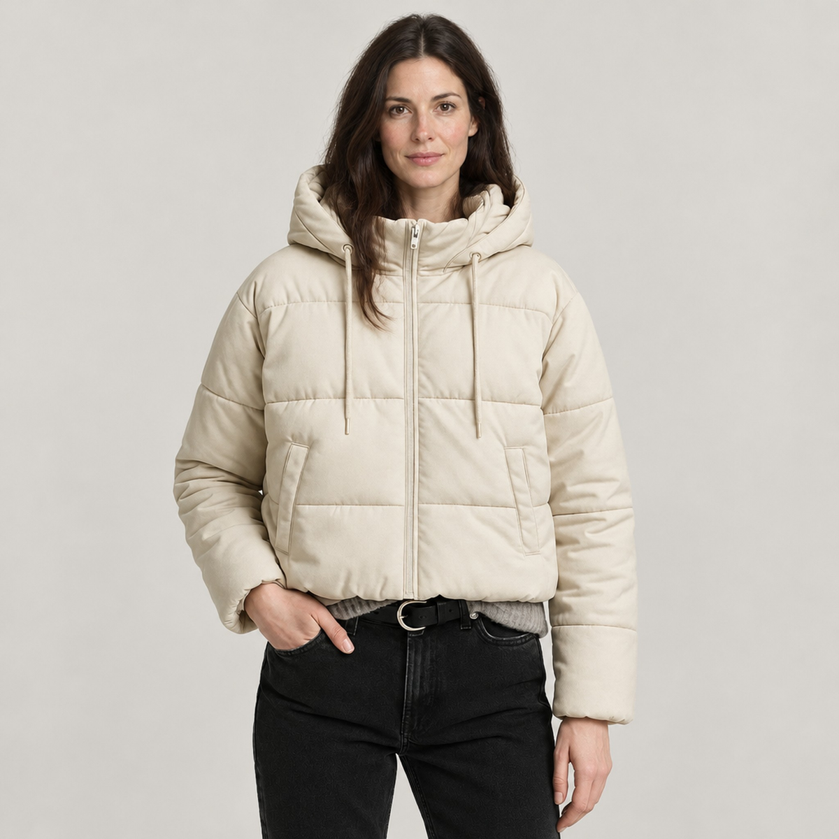 The Freya Cropped Hooded Puffer